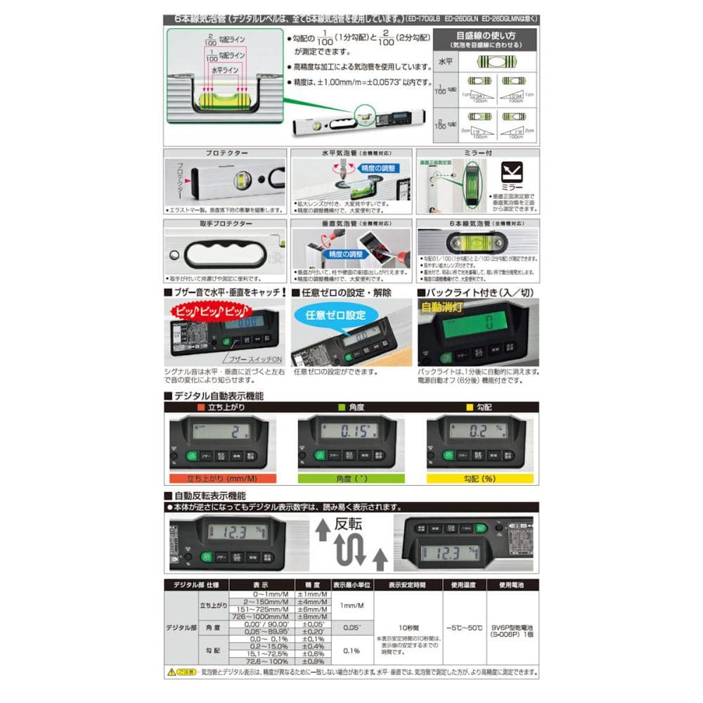 エビスダイヤモンド　磁石付デジタルレベル　２６０ｍｍ　ＥＤ－２６ＤＧＬＭＮ