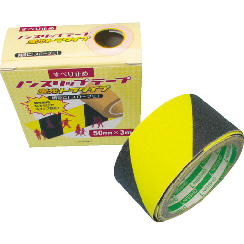 日東エルマテ 蛍光ノンスリップテープ 100mmX3m 黄/黒_