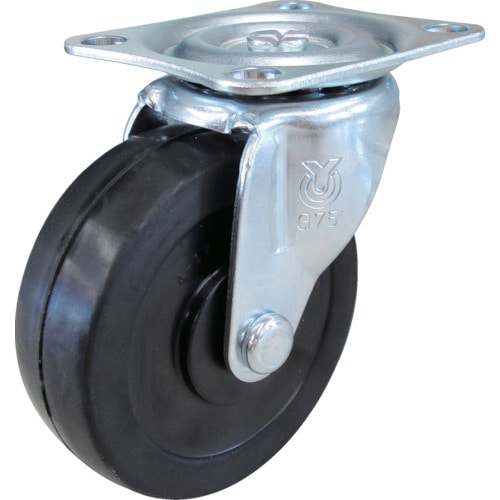 ユーエイ　プレート式ゴムキャスター自在７５径