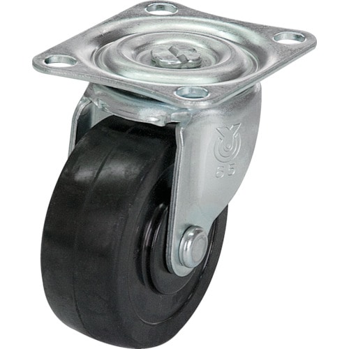 ユーエイ　プレート式ゴムキャスター自在６５径