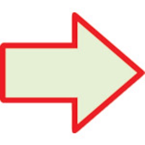 ユニット　蓄光矢印ステッカー（赤枠）　１００×１２０ｍｍ　合成樹脂＿