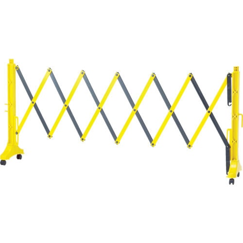 緑十字　伸縮式バリケード　黄／黒　高さ１ｍ×幅０．５～３．５ｍ　連結可能タイプ＿