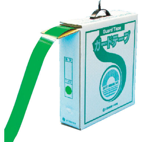 緑十字　ラインテープ（ガードテープ）　緑　再剥離タイプ　５０幅×１００ｍ　屋内用＿