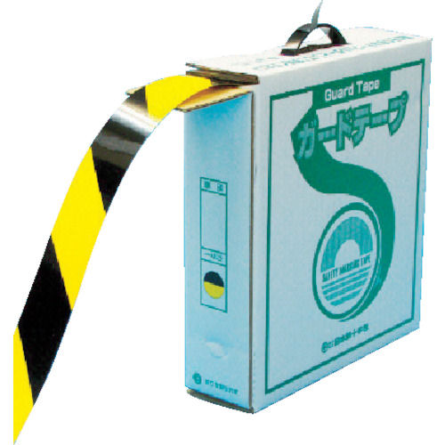 緑十字　ラインテープ（ガードテープ）　黄／黒　再剥離タイプ　５０ｍｍ幅×１００ｍ＿