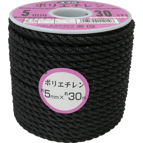 ユタカ ロープ PEカラーロープボビン巻 5mm×30m ブラック_