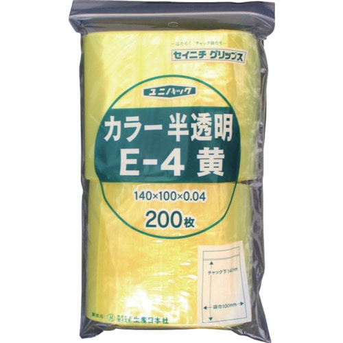 セイニチ　「ユニパック」　Ｅ－４　黄　１４０×１００×０．０４　２００枚入＿