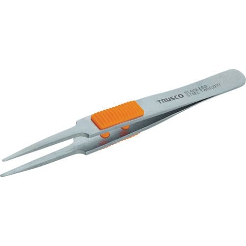TRUSCO ラバーグリップ付ステンレスピンセット 120mm 先丸型_