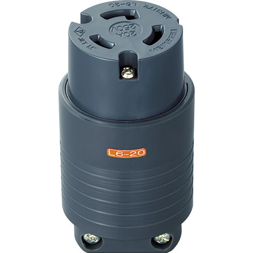 明工 接地2P20A引掛コネクターボデー(L6-20)20A.250V(黒)_