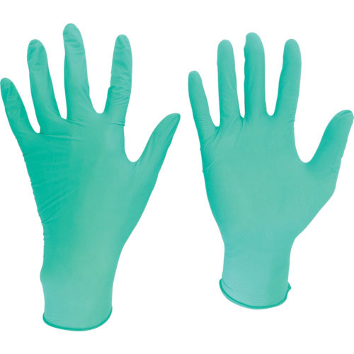 ミドリ安全　ニトリル使い捨て手袋　薄手　粉なし　　緑　Ｍ　（２００枚入）＿