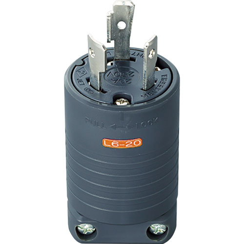 明工 接地2P20A引掛プラグ(L6-20)20A.250V(黒)_