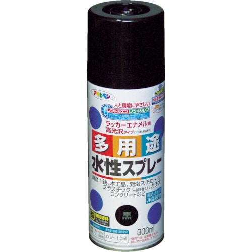 アサヒペン　水性多用途スプレー３００ＭＬ　黒＿