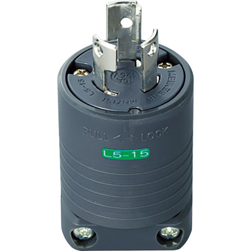 明工　接地２Ｐ１５Ａ引掛プラグ（Ｌ５－１５）１５Ａ．１２５Ｖ（黒）＿