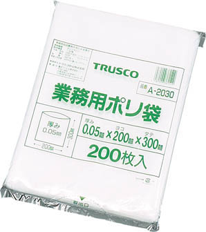 TRUSCO 小型ポリ袋 縦200X横130Xt0_