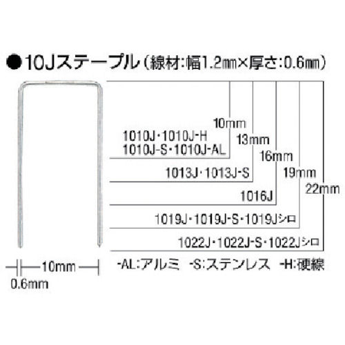 MAX ステンレスステープル 肩幅10mm 長さ1_