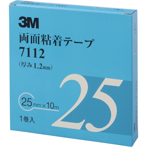 ３Ｍ　両面粘着テープ　７１１２　２５ｍｍＸ１０ｍ　厚さ１．２ｍｍ　灰色　１巻入り＿