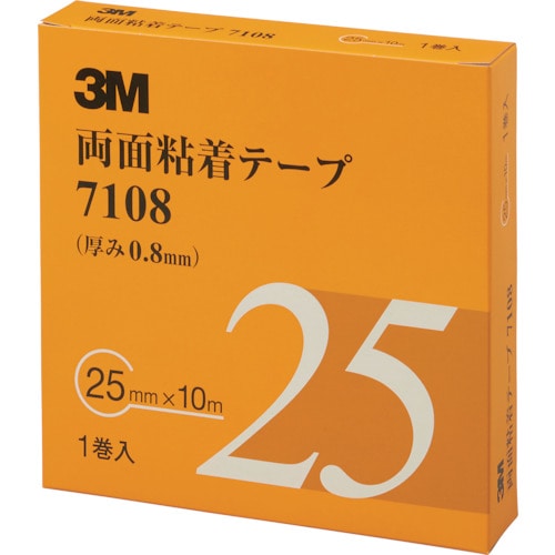 ３Ｍ　両面粘着テープ　７１０８　２５ｍｍＸ１０ｍ　厚さ０．８ｍｍ　灰色　１巻入り＿