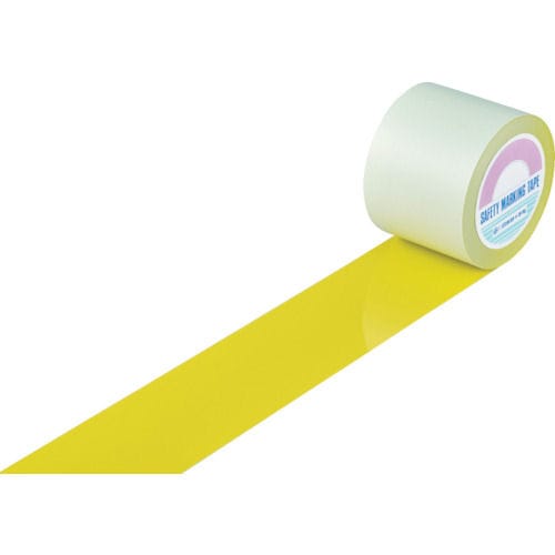 緑十字　ガードテープ（ラインテープ）　黄　１００ｍｍ幅×１００ｍ　屋内用＿