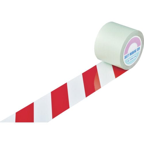 緑十字 ガードテープ（ラインテープ） 白／赤（トラ柄） 100mm幅×100m_の通販 | ホームセンター コメリドットコム