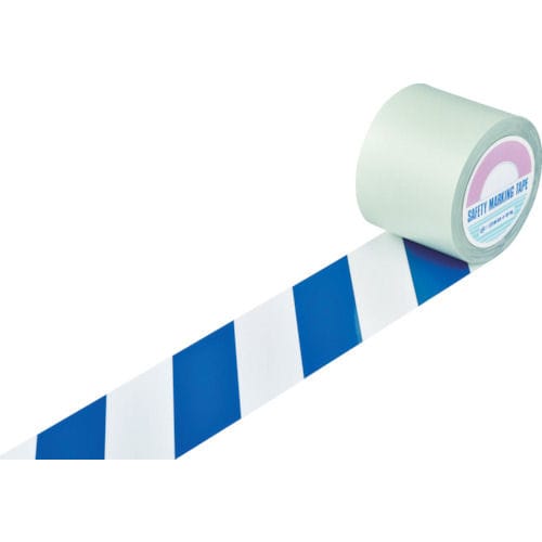 緑十字 ガードテープ（ラインテープ） 白／青（トラ柄） 100mm幅×100m_の通販 | ホームセンター コメリドットコム