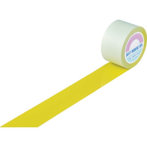 緑十字　ガードテープ（ラインテープ）　黄　７５ｍｍ幅×２０ｍ　屋内用＿