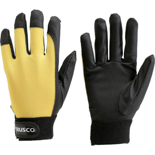 TRUSCO PU厚手手袋エンボス加工 イエロー S_