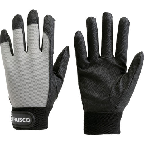 TRUSCO PU厚手手袋エンボス加工 グレー S_