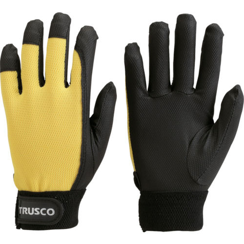 TRUSCO PU薄手手袋エンボス加工 イエロー L_