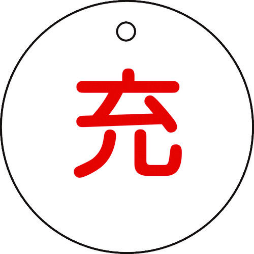 緑十字　高圧ガス標識　ボンベ表示札（充⇔充）　５０ｍｍΦ　両面表示＿