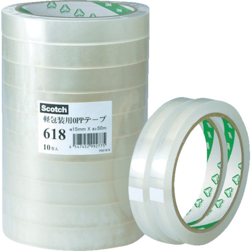 3M スコッチ 軽包装用OPPテープ 618 12mmX50m_