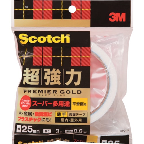 3M 超強力両面テープ プレミアゴールド スーパー多用途 薄手 25mmX3m_