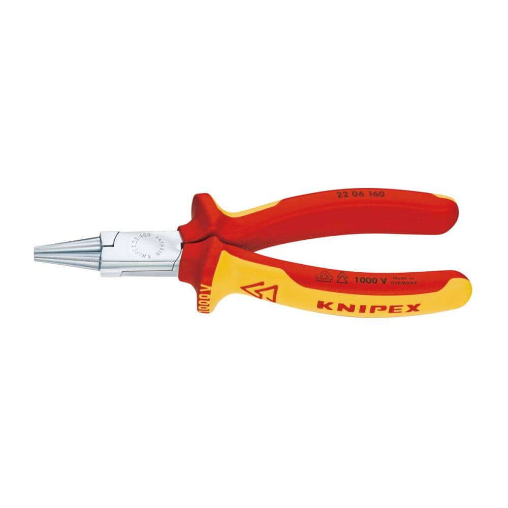 ＫＮＩＰＥＸ（クニペックス）　１０００Ｖ　丸口　絶縁丸ペンチ　１６０ｍｍ　２２０６－１６０