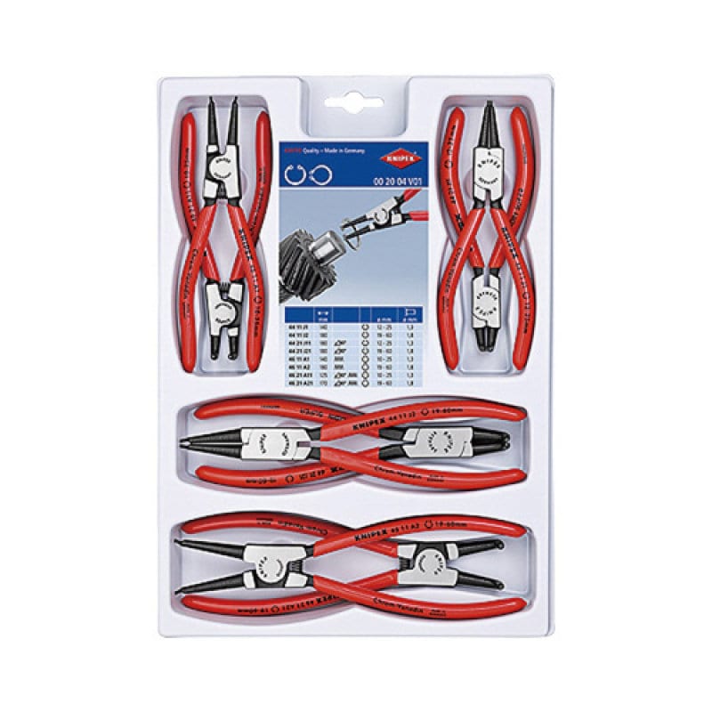 ＫＮＩＰＥＸ　８本組　スナップリングプライヤーセット　プラスチックハンドル　００２００４Ｖ０１