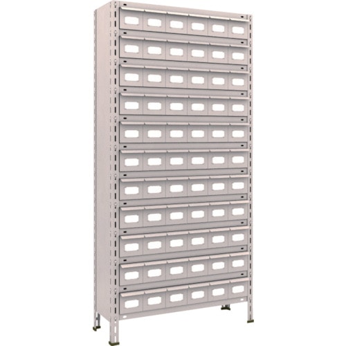 TRUSCO 軽量棚 875X300X1800 スチール引出 小X66 ネオグレー_