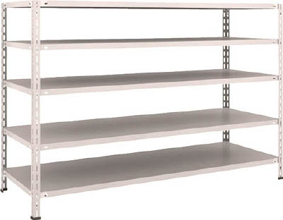 TRUSCO 軽量棚 中棚ボルトレス型1800X600X1200 5段 ネオグレー_