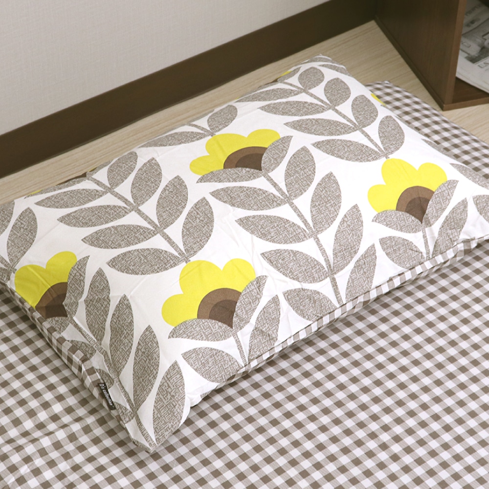 枕カバー　北欧フラワー　ベージュ　４３×６３ｃｍ