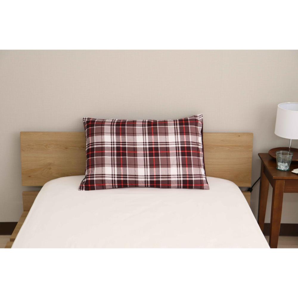 枕カバー　トラッドチェック　ブラウン　４３×６３ｃｍ