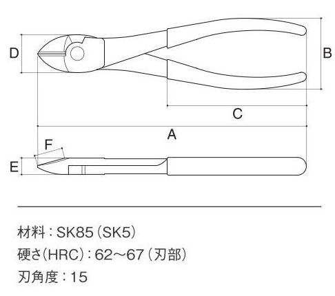 スリーピークス　ピアノ線強力ニッパ　ＮＰ‐１９０Ｐ　　　　　