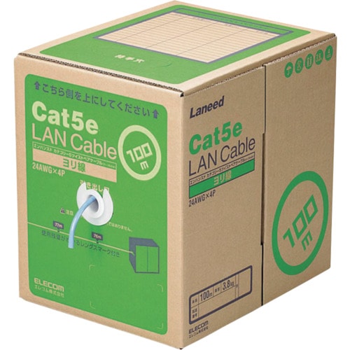 エレコム RoHS指令準拠LANケーブル CAT5E ヨリ線 100m ブルー_