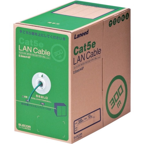 エレコム　ＥＵ　ＲｏＨＳ準拠ＬＡＮケーブル　ＣＡＴ５Ｅ　３００ｍ　ダークグリーン＿