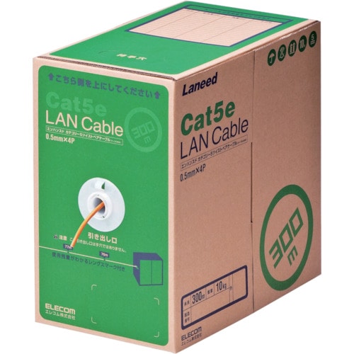 エレコム EU RoHS指令準拠LANケーブル CAT5E 300m オレンジ_