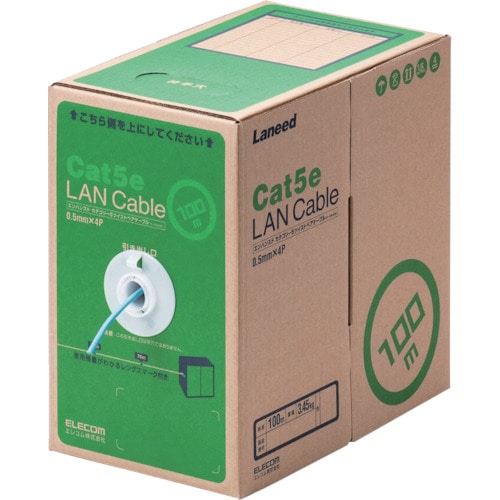 エレコム EU RoHS準拠LANケーブル CAT5E 100m ライトブルー_