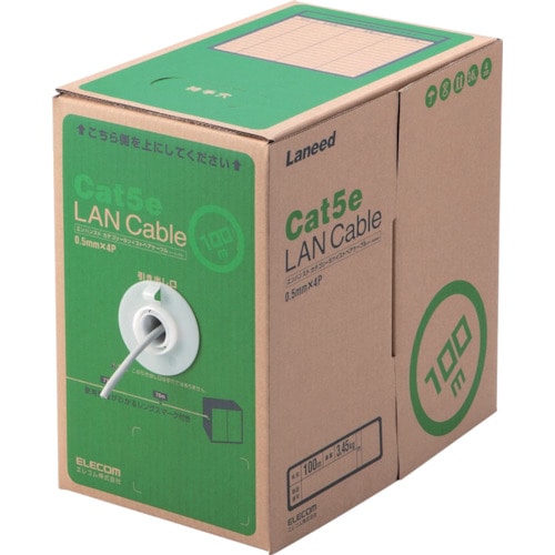 エレコム EU RoHS準拠LANケーブル CAT5E 100m ライトグレー_