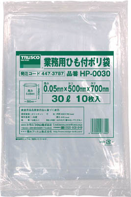 ＴＲＵＳＣＯ　業務用ひも付きポリ袋０．０５Ｘ７０Ｌ　１０枚入＿