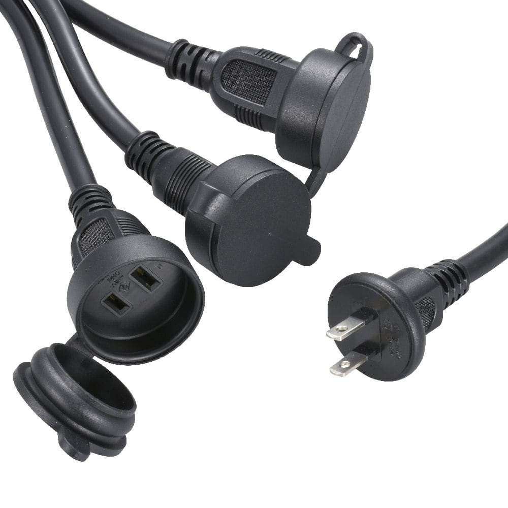 防雨型蓋付き延長コード　三つ又　２．５ｍ　ブラック