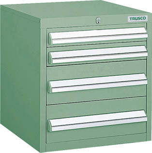 ＴＲＵＳＣＯ　ＬＶＲ型キャビネット　３９２Ｘ４１２ＸＨ４２０　引出４段　緑＿