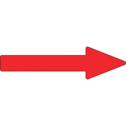 緑十字　配管方向表示ステッカー　→赤矢印　５５×２００ｍｍ　１０枚組　アルミ＿