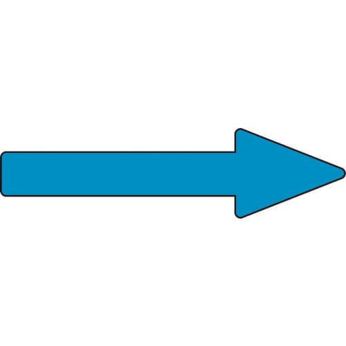 緑十字　配管方向表示ステッカー　→青矢印　３０×１００ｍｍ　１０枚組　アルミ＿