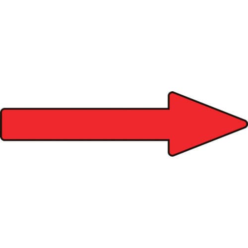 緑十字　配管方向表示ステッカー　→赤矢印　２０×７０ｍｍ　１０枚組　アルミ＿