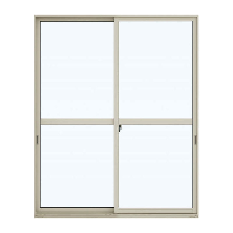 引違い窓　Ｗ1690×Ｈ1830ｍｍ　二重ガラス：上：透明　下：型ガラス　枠色：プラチナステン　アングルなし