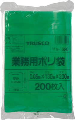 TRUSCO 小型ポリ袋 縦200X横130Xt0.05 緑 (200枚入)_